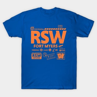 Vintage Fort Myers Florida RSW Airport Code Travel Day Retro Travel Tag T-Shirt